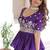 Purple Multi Thread Embroidery Zari Sequins-Work Blended Cotton Semi Stitched Lehenga Set