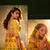 Yellow Embroidered Sequins & Print Organza Semi Stitched Lehenga Set