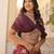 Wine Rich Digital Printed With Foil Embroidery Work Blended Cotton Semi Stitched Lehenga Set