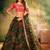 Green Embroidered Sequins & Print Organza Semi Stitched Lehenga Set