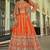 Orange Embroidery & Sequins Chinon Semi Stitched Lehenga Set