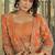 Orange Embroidery & Sequins Chinon Semi Stitched Lehenga Set