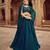 Teal Green Hend Work Georgette Semi Stitched Lehenga Set