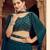 Teal Green Hend Work Georgette Semi Stitched Lehenga Set