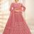 Pink Embriodery And Stone Net Semi Stitched Lehenga Set