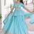 Sky Multi Thread Embroidery Zari Sequins-Work Blended Cotton Semi Stitched Lehenga Set