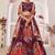 Purple Print Embroidered & Sequins Georgette Semi Stitched Lehenga Set