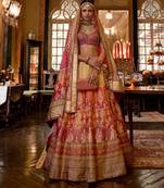 Multi Sparkle & Print Silk Blend Semi Stitched Lehenga Set