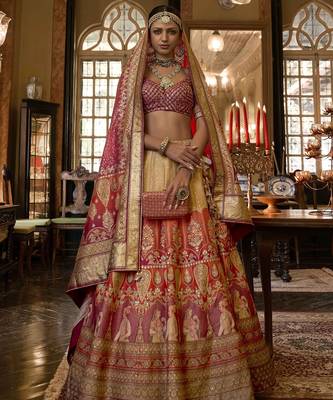 Multi Sparkle & Print Silk Blend Semi Stitched Lehenga Set 2