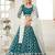 Teal Blue Embroidered & Sequins Net Semi Stitched Lehenga Set