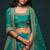 Teal Green Thread Embroidered & Sequins Silk Blend Semi Stitched Lehenga Set