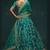 Teal Green Thread Embroidered & Sequins Silk Blend Semi Stitched Lehenga Set