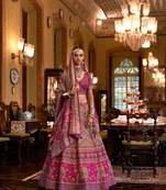 Multi Mirror Silk Blend Semi Stitched Lehenga Set