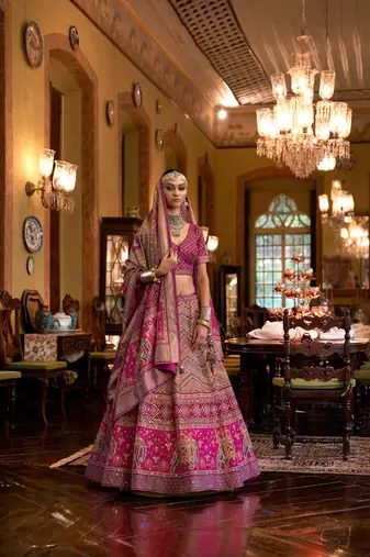 Multi Mirror Silk Blend Semi Stitched Lehenga Set