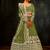 Green Embroidered & Sequins Net Semi Stitched Lehenga Set