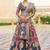 Teal Blue Print Sequins Sparkle & Mirror Silk Blend Semi Stitched Lehenga Set