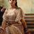 Beige Embroidered & Sequins Satin Semi Stitched Lehenga Set