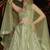 Olive Green Embroidered & Sequins Net Semi Stitched Lehenga Set