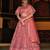 Peach Embroidered & Sequins Net Semi Stitched Lehenga Set