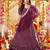Wine Embroidered & Sequins Satin Semi Stitched Lehenga Set