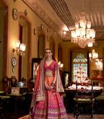 Multi Mirror Silk Blend Semi Stitched Lehenga Set