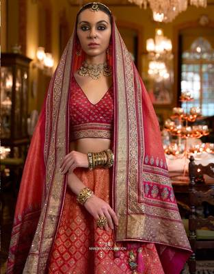 Multi Mirror Silk Blend Semi Stitched Lehenga Set 2