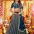 Blue Embroidered & Sequins Georgette Semi Stitched Lehenga Set
