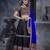 Black Embroidered Sequins & Plastic Mirror Silk Blend Semi Stitched Lehenga Set