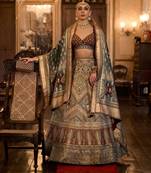 Multi Sparkle & Mirror Silk Blend Semi Stitched Lehenga Set