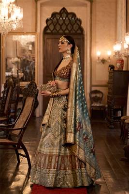 Multi Sparkle & Mirror Silk Blend Semi Stitched Lehenga Set 3