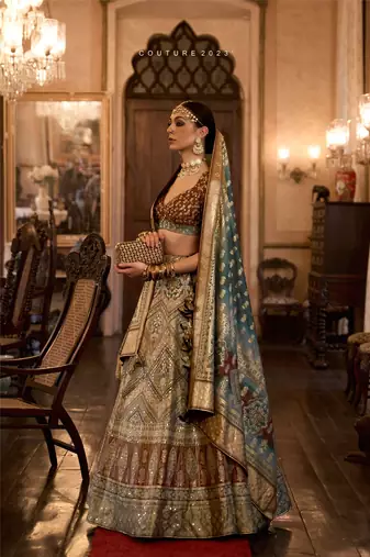 Multi Sparkle & Mirror Silk Blend Semi Stitched Lehenga Set