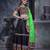 Black Embroidered Sequins & Plastic Mirror Silk Blend Semi Stitched Lehenga Set