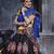 Yellow & Black Embroidered Sequins & Plastic Mirror Silk Blend Semi Stitched Lehenga Set