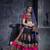 Pink & Black Embroidered Sequins & Plastic Mirror Silk Blend Semi Stitched Lehenga Set