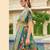 Teal Green Print Sequins Sparkle & Mirror Silk Blend Semi Stitched Lehenga Set