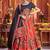 Red Embroidered & Plastic Mirror Silk Blend Semi Stitched Lehenga Set