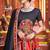 Red Embroidered & Plastic Mirror Silk Blend Semi Stitched Lehenga Set