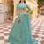 Green Embroidered & Sequins Net Semi Stitched Lehenga Set