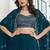Blue Embroidered & Sequins Georgette Semi Stitched Lehenga Set