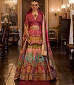 Multi Sparkle & Mirror Silk Blend Semi Stitched Lehenga Set