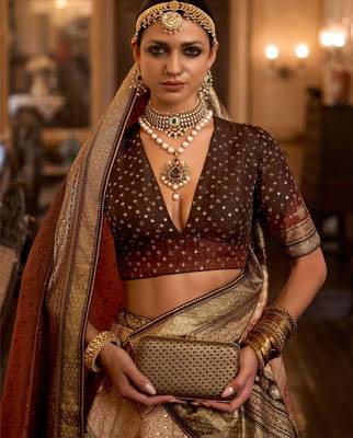 Multi Sparkle & Mirror Silk Blend Semi Stitched Lehenga Set 2