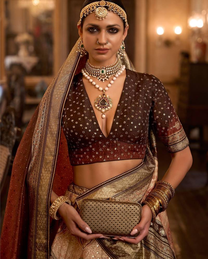 Multi Sparkle & Mirror Silk Blend Semi Stitched Lehenga Set