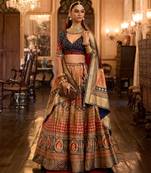 Multi Sparkle & Mirror Silk Blend Semi Stitched Lehenga Set