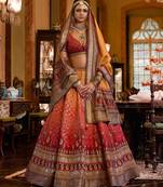 Multi Mirror Silk Blend Semi Stitched Lehenga Set