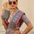 Pink Print Sequins Sparkle & Mirror Silk Blend Semi Stitched Lehenga Set