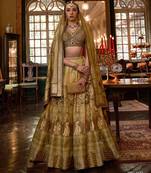 Multi Sparkle & Print Silk Blend Semi Stitched Lehenga Set