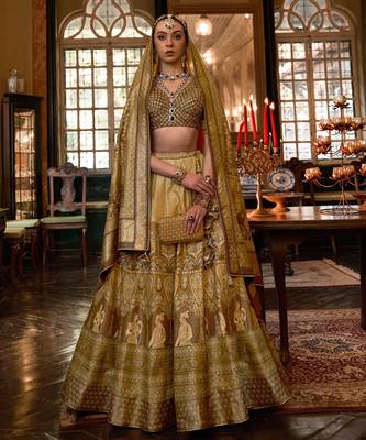 Multi Sparkle & Print Silk Blend Semi Stitched Lehenga Set 2