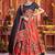 Red Gamthi Print & Real Mirror Silk Blend Semi Stitched Lehenga Set