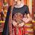 Red Gamthi Print & Real Mirror Silk Blend Semi Stitched Lehenga Set