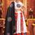 White Gamthi Print & Real Mirror Silk Blend Semi Stitched Lehenga Set